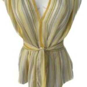 Max Studio Yellow and Gray Striped Top